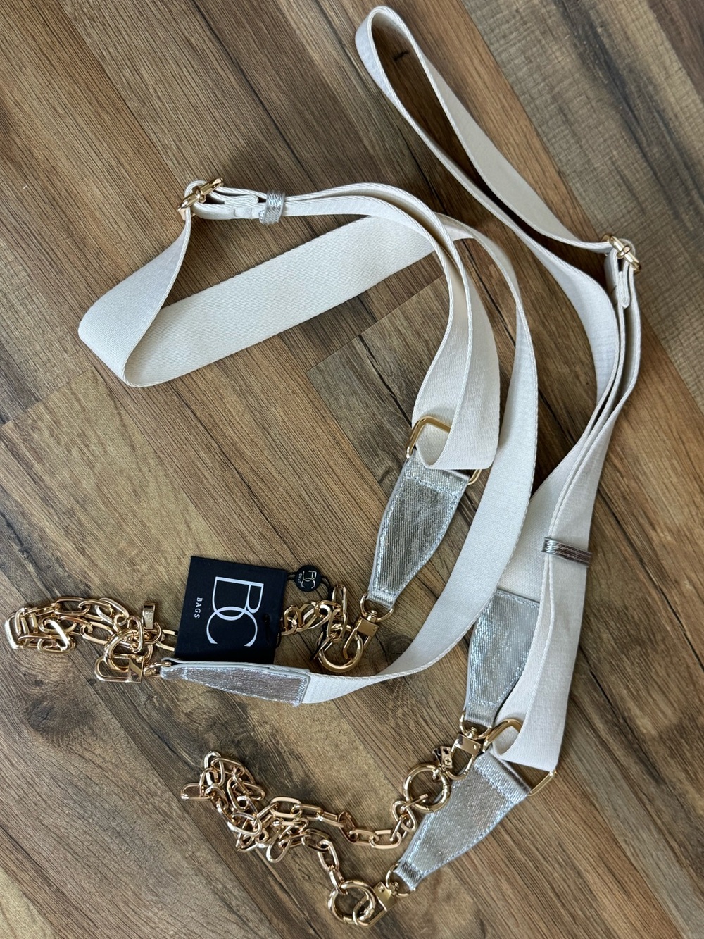 Boutique Twins Preppy Glam Metallic Accented Convertible Purse Strap Set of 2